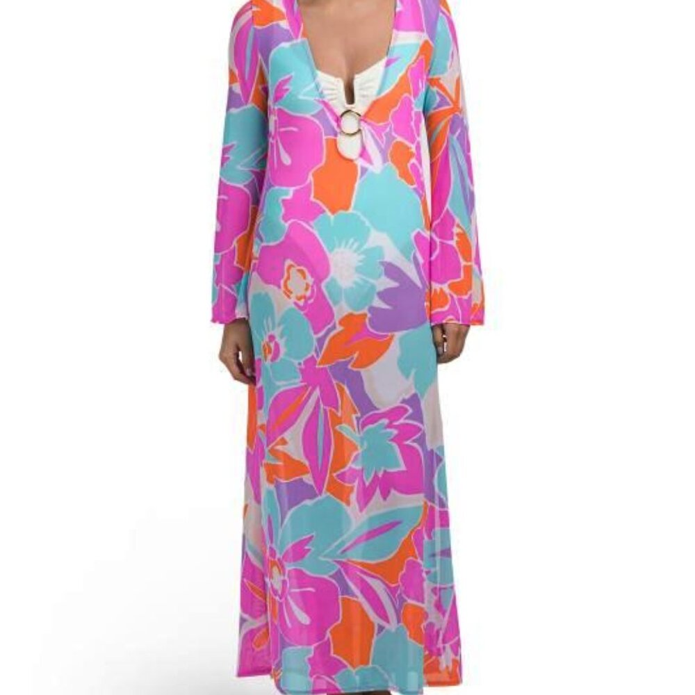NWT Trina Turk Amalfi Mesh Maxi Swim Cover-up Dress